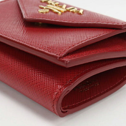 中古 プラダ 三つ折り財布 三折財布 コンパクト レディース ブランド PRADA サフィアーノレザー 1MH021 レッド USDPR116043011