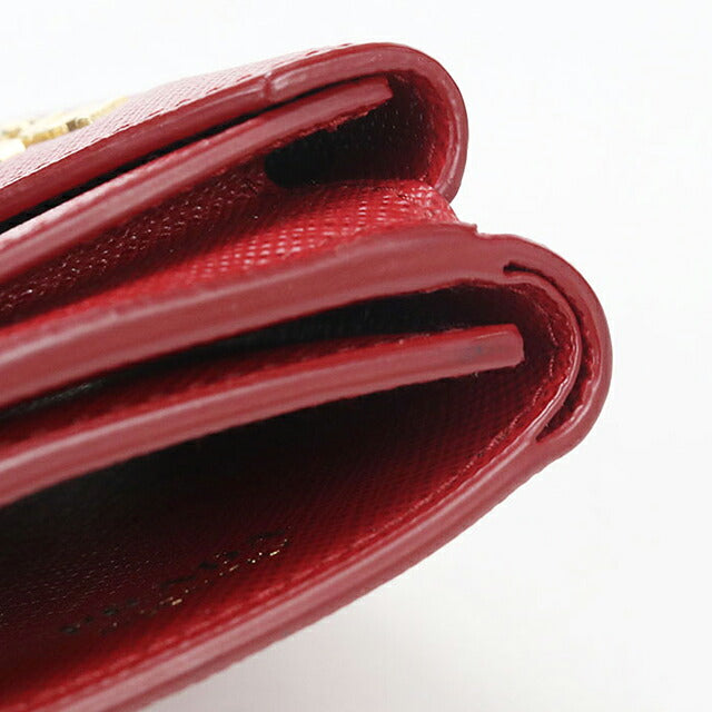 中古 プラダ 三つ折り財布 三折財布 コンパクト レディース ブランド PRADA サフィアーノレザー 1MH021 レッド USDPR116043011