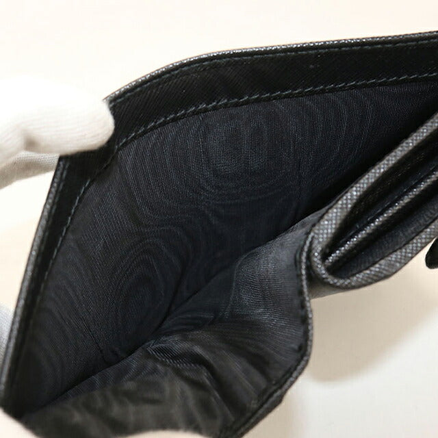 中古 プラダ 二つ折り財布 二折財布 コンパクト レディース ブランド PRADA サフィアーノレザー 1ML225 ブラック USDPR116044011