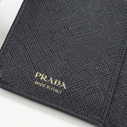 中古 プラダ 二つ折り財布 二折財布 コンパクト レディース ブランド PRADA サフィアーノレザー 1ML225 ブラック USDPR116044011