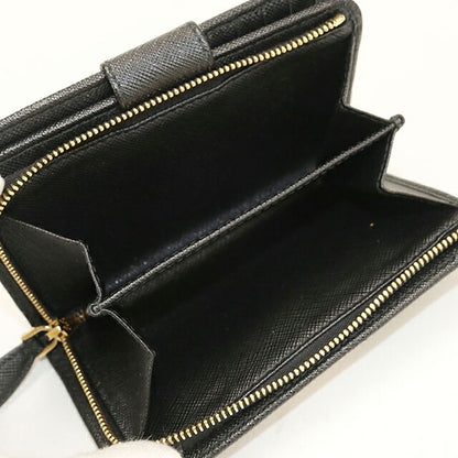 中古 プラダ 二つ折り財布 二折財布 コンパクト レディース ブランド PRADA サフィアーノレザー 1ML225 ブラック USDPR116044011