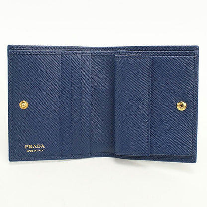 中古 プラダ 二つ折り財布 二折財布 コンパクト レディース ブランド PRADA  サフィアーノレザー レザー 1MV204 QWA F0016 ネイビー USDPR116085011