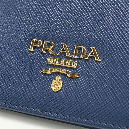 中古 プラダ 二つ折り財布 二折財布 コンパクト レディース ブランド PRADA  サフィアーノレザー レザー 1MV204 QWA F0016 ネイビー USDPR116085011