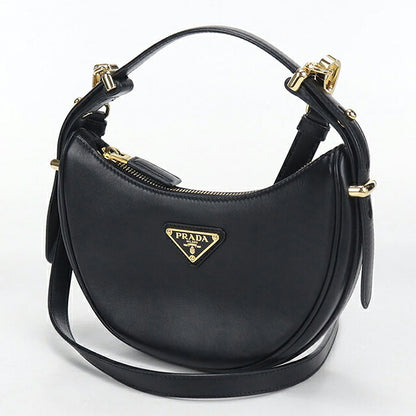 中古 プラダ ハンドバッグ レディース ブランド PRADA トライアングルロゴ アーケスモールレザー 2WAY 1BC194 ブラック USDPR116241011