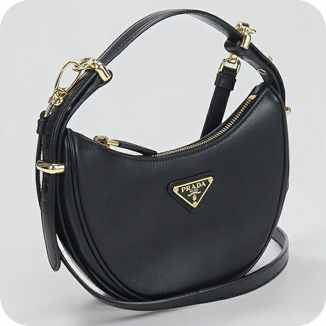 中古 プラダ ハンドバッグ レディース ブランド PRADA トライアングルロゴ アーケスモールレザー 2WAY 1BC194 ブラック USDPR116241011