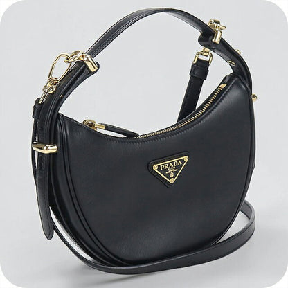 中古 プラダ ハンドバッグ レディース ブランド PRADA トライアングルロゴ アーケスモールレザー 2WAY 1BC194 ブラック USDPR116241011