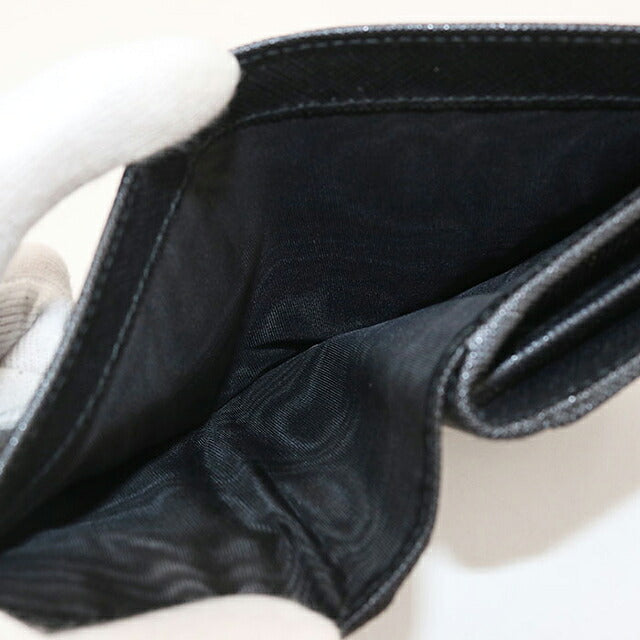 中古 プラダ 二つ折り財布 二折財布 コンパクト レディース ブランド PRADA サフィアーノトライアングル 1ML018 ブラック USDPR116277011