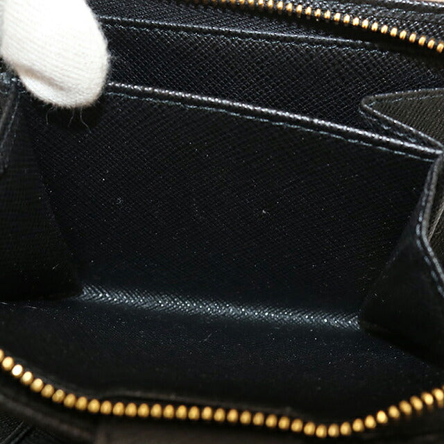 中古 プラダ 二つ折り財布 二折財布 コンパクト レディース ブランド PRADA サフィアーノトライアングル 1ML018 ブラック USDPR116277011