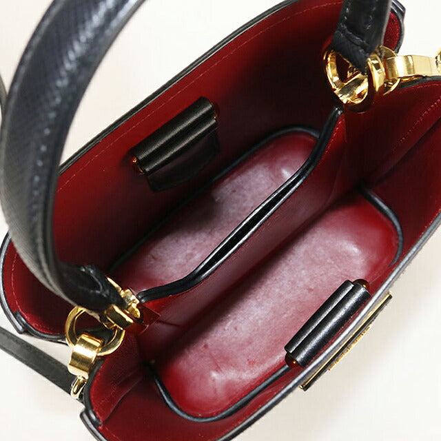 中古 プラダ ハンドバッグ レディース ブランド PRADA パニエ サフィアーノレザー スモールバッグ 2WAY 1BA217 ブラック USDPR116453011