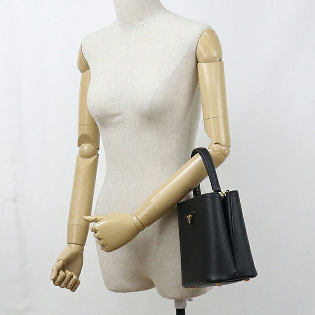 中古 プラダ ハンドバッグ レディース ブランド PRADA パニエ サフィアーノレザー スモールバッグ 2WAY 1BA217 ブラック USDPR116453011