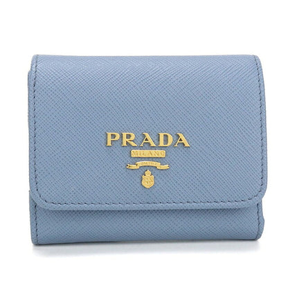 中古 プラダ 三つ折り財布 三折財布 コンパクト レディース ブランド PRADA サフィアーノマルチカラー 1MH043 ブルー USDPR116472011