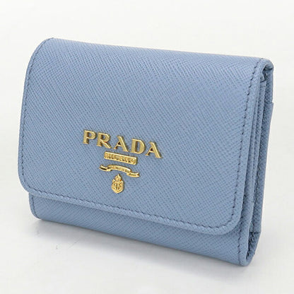 中古 プラダ 三つ折り財布 三折財布 コンパクト レディース ブランド PRADA サフィアーノマルチカラー 1MH043 ブルー USDPR116472011