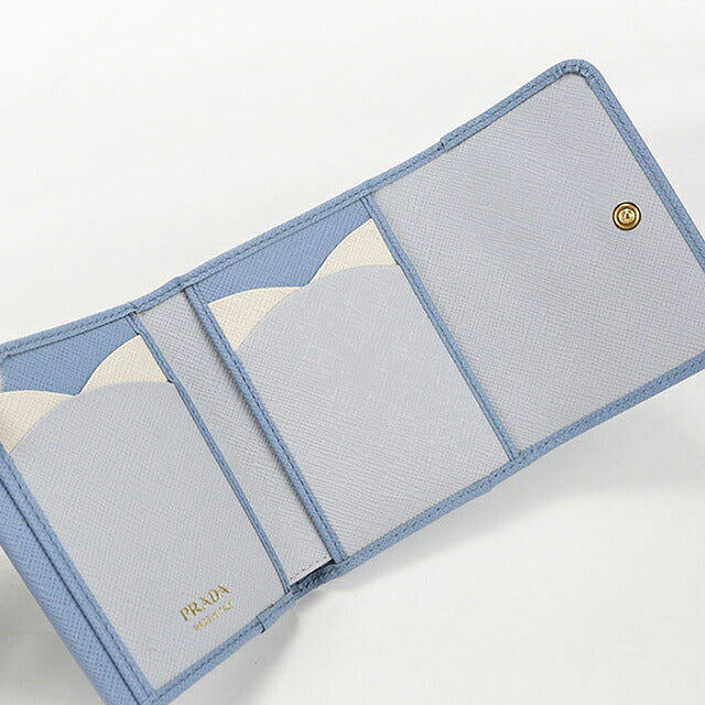 中古 プラダ 三つ折り財布 三折財布 コンパクト レディース ブランド PRADA サフィアーノマルチカラー 1MH043 ブルー USDPR116472011