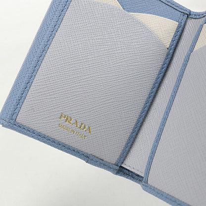 中古 プラダ 三つ折り財布 三折財布 コンパクト レディース ブランド PRADA サフィアーノマルチカラー 1MH043 ブルー USDPR116472011