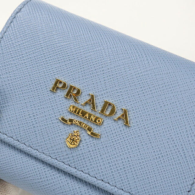 中古 プラダ 三つ折り財布 三折財布 コンパクト レディース ブランド PRADA サフィアーノマルチカラー 1MH043 ブルー USDPR116472011