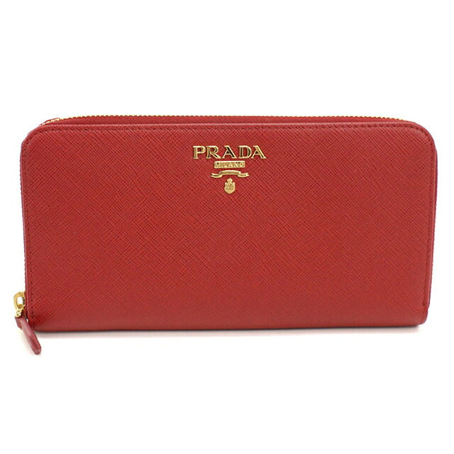 中古 プラダ 長財布ラウンドファスナー レディース ブランド PRADA サフィアーノレザー ジップアラウンド レザー 1ML506 レッド USDPR116523011
