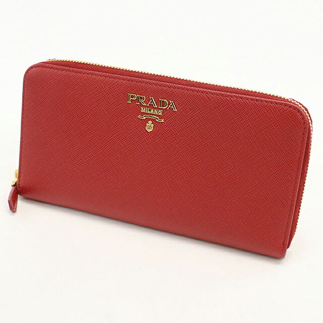 中古 プラダ 長財布ラウンドファスナー レディース ブランド PRADA サフィアーノレザー ジップアラウンド レザー 1ML506 レッド USDPR116523011
