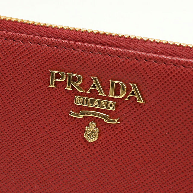 中古 プラダ 長財布ラウンドファスナー レディース ブランド PRADA サフィアーノレザー ジップアラウンド レザー 1ML506 レッド USDPR116523011