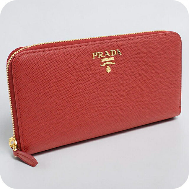中古 プラダ 長財布ラウンドファスナー レディース ブランド PRADA サフィアーノレザー ジップアラウンド レザー 1ML506 レッド USDPR116523011