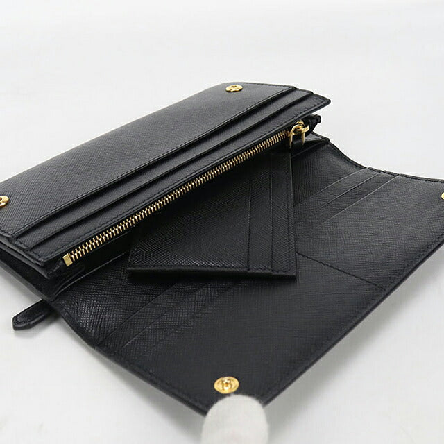 中古 プラダ 長財布二折 レディース ブランド PRADA  サフィアーノレザー 1MH132 2EBW F0002 ブラック USDPR116629011