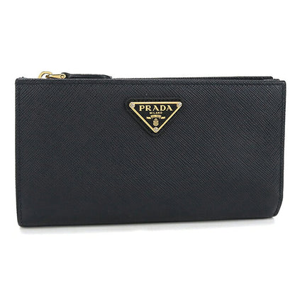 中古 プラダ 二つ折り財布 二折財布 コンパクト レディース ブランド PRADA  サフィアーノトライアングル 1ML009 QHH F0002 ブラック USDPR116635011