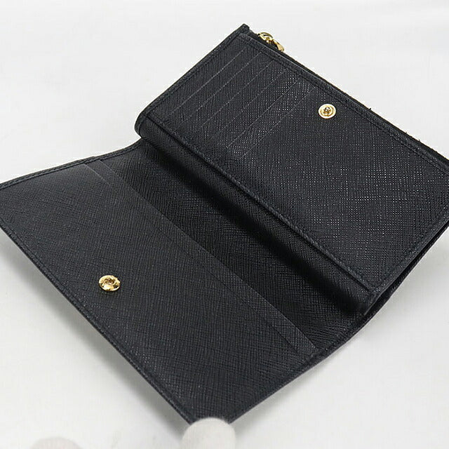中古 プラダ 二つ折り財布 二折財布 コンパクト レディース ブランド PRADA  サフィアーノトライアングル 1ML009 QHH F0002 ブラック USDPR116635011
