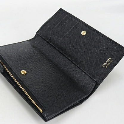 中古 プラダ 二つ折り財布 二折財布 コンパクト レディース ブランド PRADA  サフィアーノトライアングル 1ML009 QHH F0002 ブラック USDPR116635011