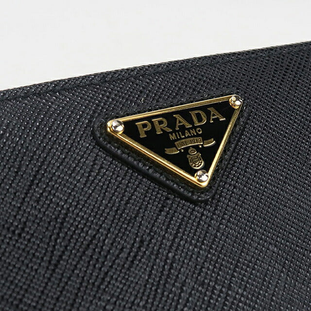中古 プラダ 二つ折り財布 二折財布 コンパクト レディース ブランド PRADA  サフィアーノトライアングル 1ML009 QHH F0002 ブラック USDPR116635011
