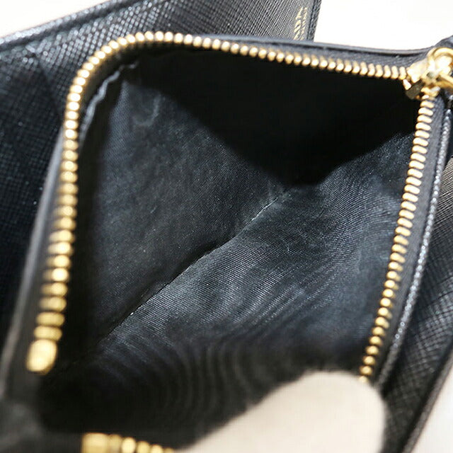 中古 プラダ 二つ折り財布 二折財布 コンパクト レディース ブランド PRADA  サフィアーノトライアングル 1ML009 QHH F0002 ブラック USDPR116635011