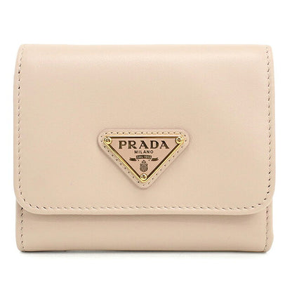 中古 プラダ 三つ折り財布 三折財布 コンパクト レディース ブランド PRADA トライアングル シティカーフ 1MH043 ピンク USDPR116650011