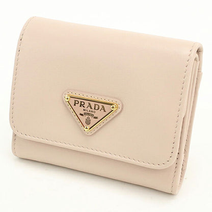 中古 プラダ 三つ折り財布 三折財布 コンパクト レディース ブランド PRADA トライアングル シティカーフ 1MH043 ピンク USDPR116650011