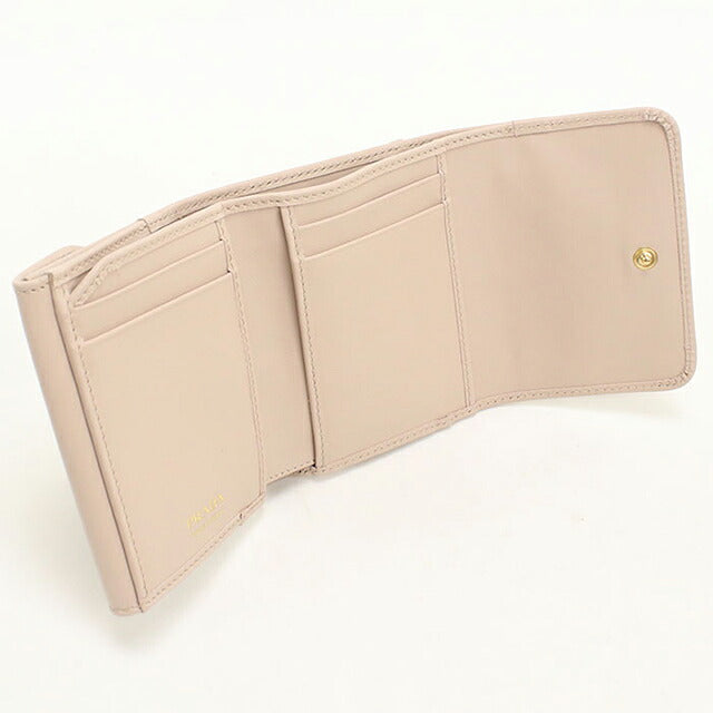 中古 プラダ 三つ折り財布 三折財布 コンパクト レディース ブランド PRADA トライアングル シティカーフ 1MH043 ピンク USDPR116650011