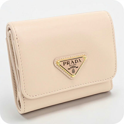 中古 プラダ 三つ折り財布 三折財布 コンパクト レディース ブランド PRADA トライアングル シティカーフ 1MH043 ピンク USDPR116650011