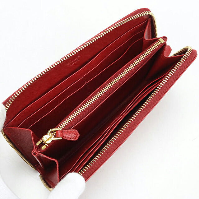 Used Prada long wallet round zipper ladies brand PRADA saffiano leather 1ML506 red USDPR116747011