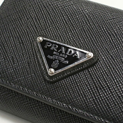 中古 プラダ 三つ折り財布 三折財布 コンパクト メンズ ブランド PRADA サフィアーノトライアングル レザー 2MH042 ブラック USDPR116911011