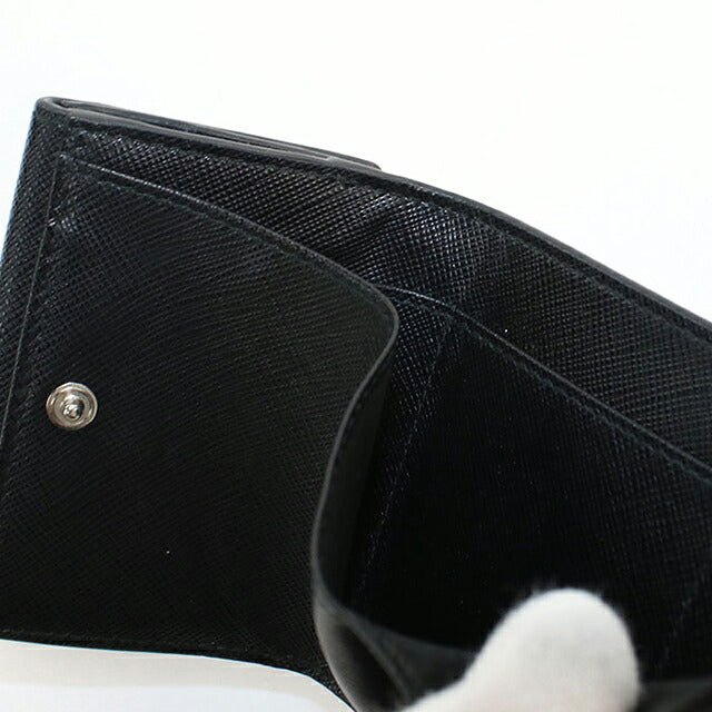 中古 プラダ 三つ折り財布 三折財布 コンパクト メンズ ブランド PRADA サフィアーノトライアングル レザー 2MH042 ブラック USDPR116911011