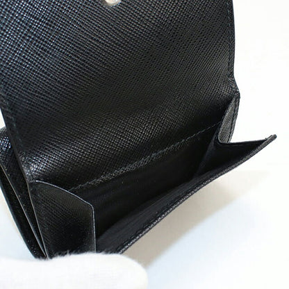 中古 プラダ 三つ折り財布 三折財布 コンパクト メンズ ブランド PRADA サフィアーノトライアングル レザー 2MH042 ブラック USDPR116911011
