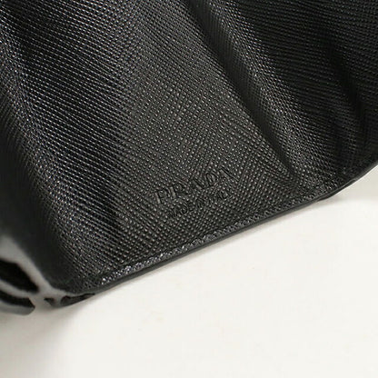 中古 プラダ 三つ折り財布 三折財布 コンパクト メンズ ブランド PRADA サフィアーノトライアングル レザー 2MH042 ブラック USDPR116911011
