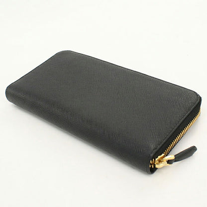 Used Prada long wallet round zipper ladies brand PRADA triangle logo 1ML506 black USDPR117052011