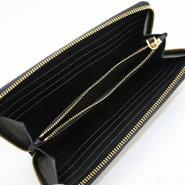 Used Prada long wallet round zipper ladies brand PRADA triangle logo 1ML506 black USDPR117052011