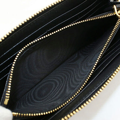 Used Prada long wallet round zipper ladies brand PRADA triangle logo 1ML506 black USDPR117052011