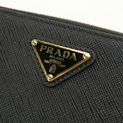 Used Prada long wallet round zipper ladies brand PRADA triangle logo 1ML506 black USDPR117052011