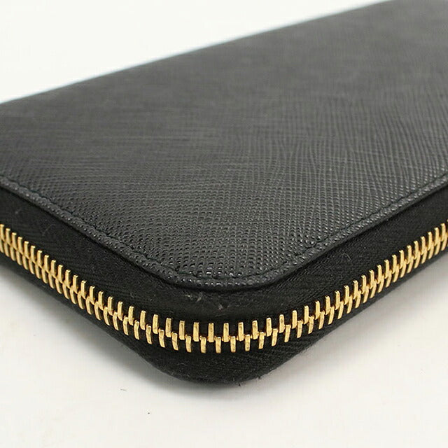 Used Prada long wallet round zipper ladies brand PRADA triangle logo 1ML506 black USDPR117052011