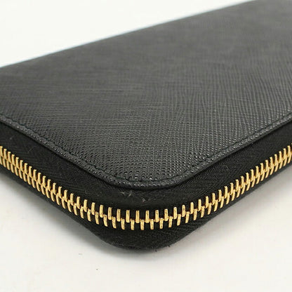 Used Prada long wallet round zipper ladies brand PRADA triangle logo 1ML506 black USDPR117052011
