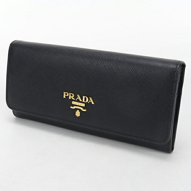 中古 プラダ 長財布二折 レディース ブランド PRADA  サフィアーノレザー 財布 1MH132 ブラック USDPR117107011