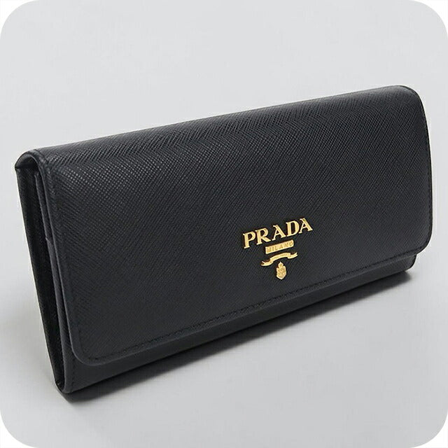 中古 プラダ 長財布二折 レディース ブランド PRADA  サフィアーノレザー 財布 1MH132 ブラック USDPR117107011