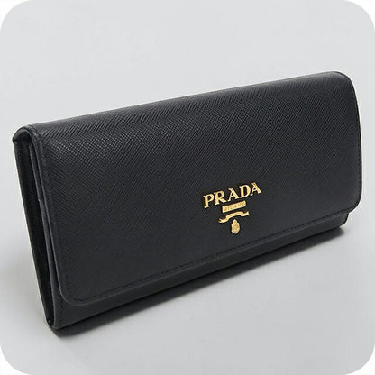 中古 プラダ 長財布二折 レディース ブランド PRADA  サフィアーノレザー 財布 1MH132 ブラック USDPR117107011