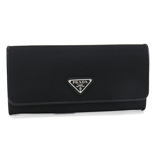 中古 プラダ 長財布二折 レディース ブランド PRADA トライアングルロゴ 長財布二折 1MH132 ブラック USDPR117110011
