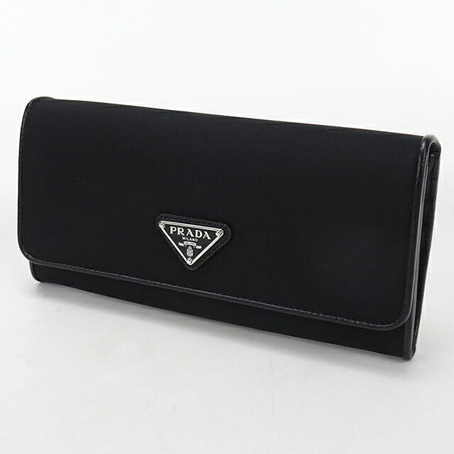 中古 プラダ 長財布二折 レディース ブランド PRADA トライアングルロゴ 長財布二折 1MH132 ブラック USDPR117110011
