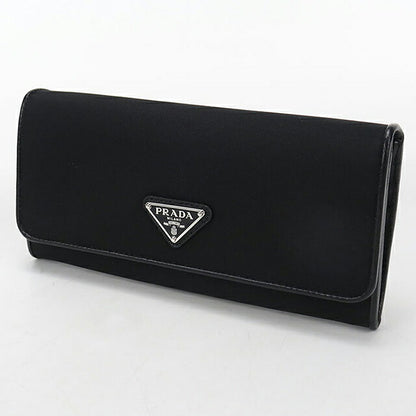 中古 プラダ 長財布二折 レディース ブランド PRADA トライアングルロゴ 長財布二折 1MH132 ブラック USDPR117110011